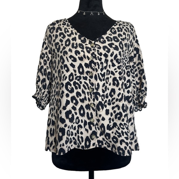 NWT Sanctuary Cheetah Print Button-Up Blouse - Picture 1 of 10
